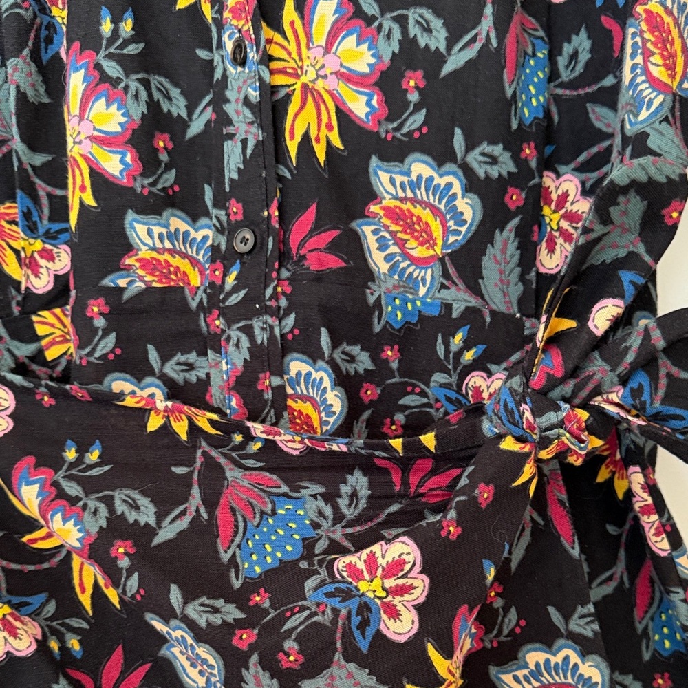 Sezane Jamy Colorful Floral Print Wrap Dress Size Medium 8 Spring Fall - Picture 5 of 6
